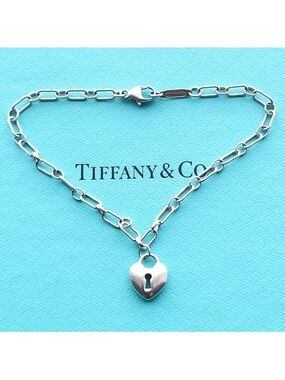 Tiffany & Co. Sterling Silver Heart Padlock Link Bracelet